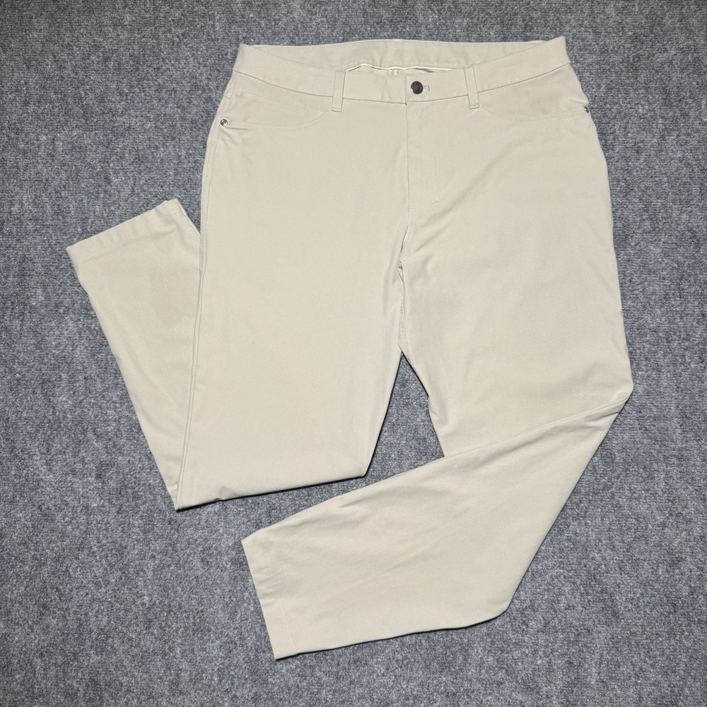 Lululemon Commision ABC Pant Men 34x29 Beige Warpstreme Golf Slim LM5ALWS